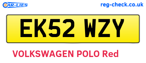 EK52WZY are the vehicle registration plates.