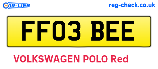 FF03BEE are the vehicle registration plates.