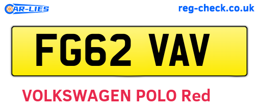 FG62VAV are the vehicle registration plates.