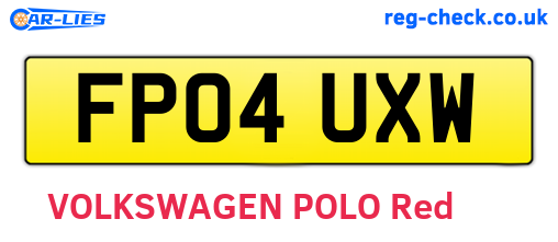 FP04UXW are the vehicle registration plates.