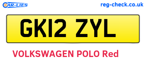 GK12ZYL are the vehicle registration plates.