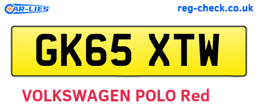 GK65XTW are the vehicle registration plates.