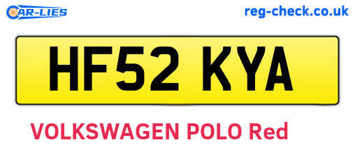 HF52KYA are the vehicle registration plates.