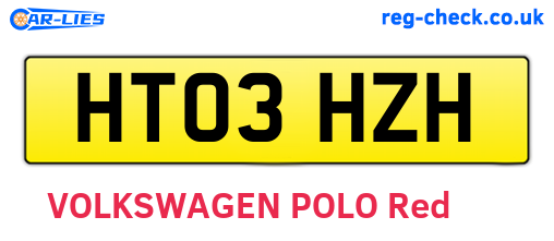 HT03HZH are the vehicle registration plates.