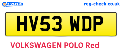 HV53WDP are the vehicle registration plates.