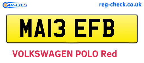 MA13EFB are the vehicle registration plates.