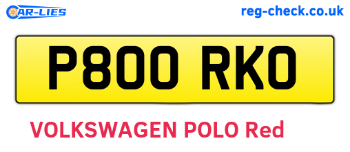 P800RKO are the vehicle registration plates.