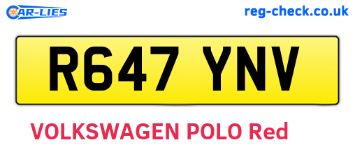 R647YNV are the vehicle registration plates.