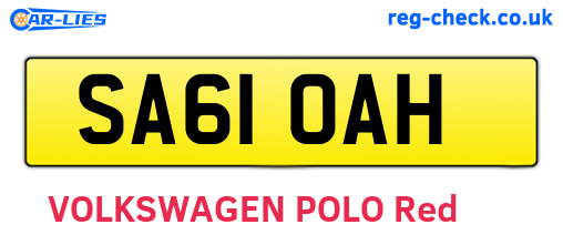 SA61OAH are the vehicle registration plates.