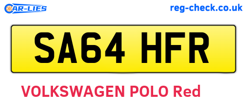 SA64HFR are the vehicle registration plates.