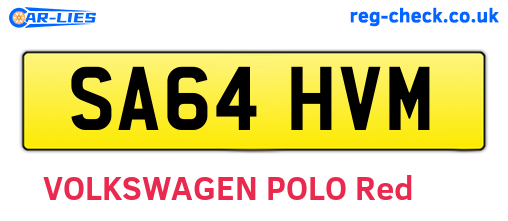 SA64HVM are the vehicle registration plates.