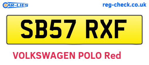 SB57RXF are the vehicle registration plates.