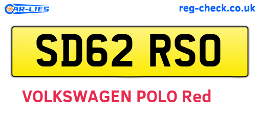 SD62RSO are the vehicle registration plates.