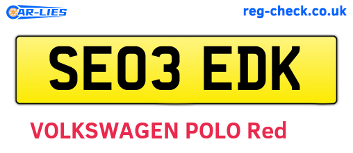 SE03EDK are the vehicle registration plates.