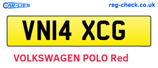 VN14XCG are the vehicle registration plates.