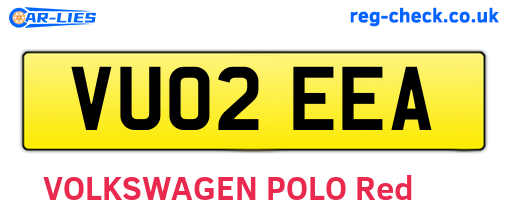 VU02EEA are the vehicle registration plates.