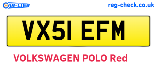 VX51EFM are the vehicle registration plates.