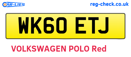 WK60ETJ are the vehicle registration plates.