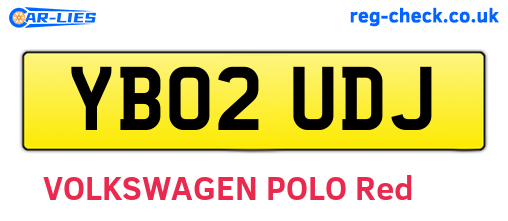 YB02UDJ are the vehicle registration plates.