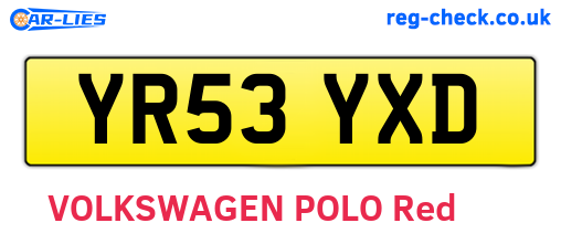 YR53YXD are the vehicle registration plates.