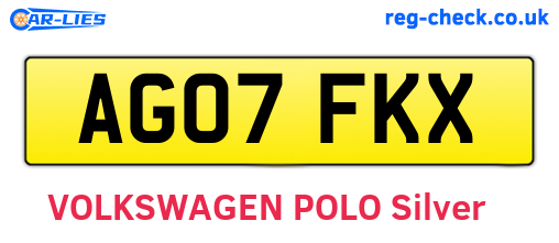 AG07FKX are the vehicle registration plates.