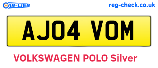 AJ04VOM are the vehicle registration plates.