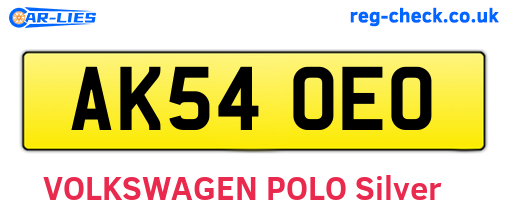 AK54OEO are the vehicle registration plates.