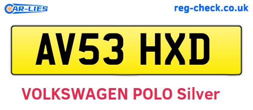 AV53HXD are the vehicle registration plates.
