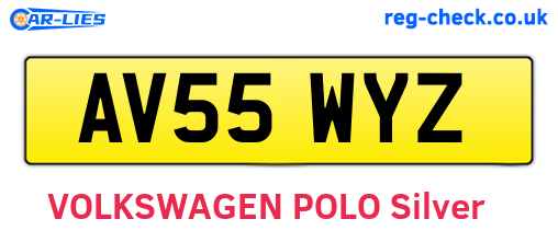 AV55WYZ are the vehicle registration plates.