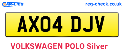 AX04DJV are the vehicle registration plates.