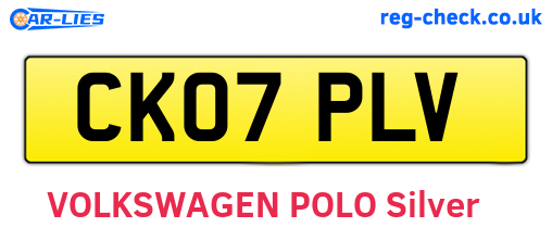 CK07PLV are the vehicle registration plates.