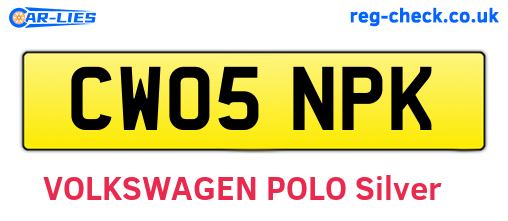 CW05NPK are the vehicle registration plates.