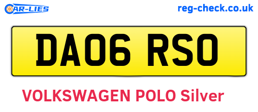 DA06RSO are the vehicle registration plates.