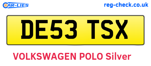 DE53TSX are the vehicle registration plates.