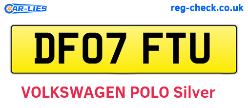 DF07FTU are the vehicle registration plates.