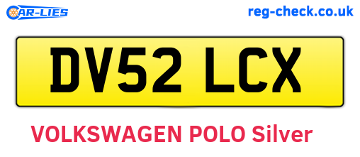DV52LCX are the vehicle registration plates.