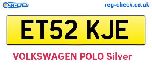 ET52KJE are the vehicle registration plates.