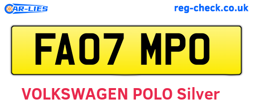 FA07MPO are the vehicle registration plates.
