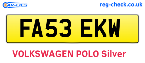 FA53EKW are the vehicle registration plates.