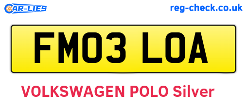 FM03LOA are the vehicle registration plates.