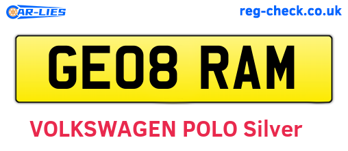 GE08RAM are the vehicle registration plates.