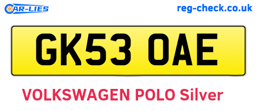 GK53OAE are the vehicle registration plates.
