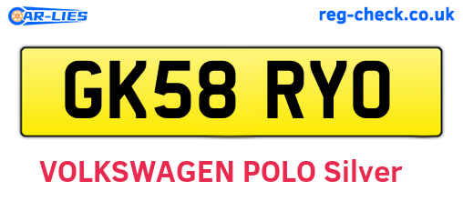 GK58RYO are the vehicle registration plates.