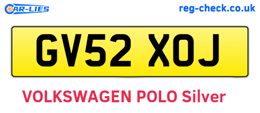 GV52XOJ are the vehicle registration plates.