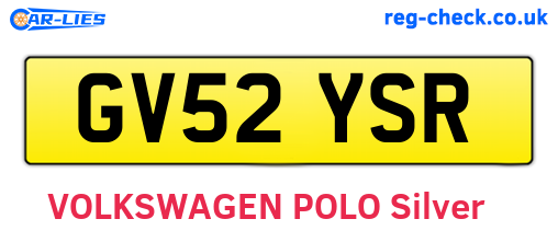 GV52YSR are the vehicle registration plates.