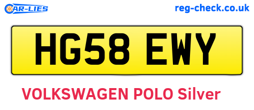 HG58EWY are the vehicle registration plates.