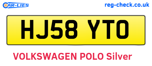 HJ58YTO are the vehicle registration plates.