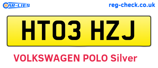 HT03HZJ are the vehicle registration plates.