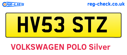 HV53STZ are the vehicle registration plates.