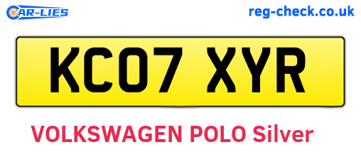 KC07XYR are the vehicle registration plates.